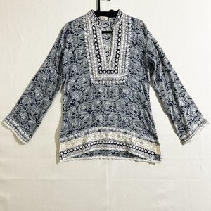 Sulu Long Tunic Embellished Women Size 6 Blue/White
